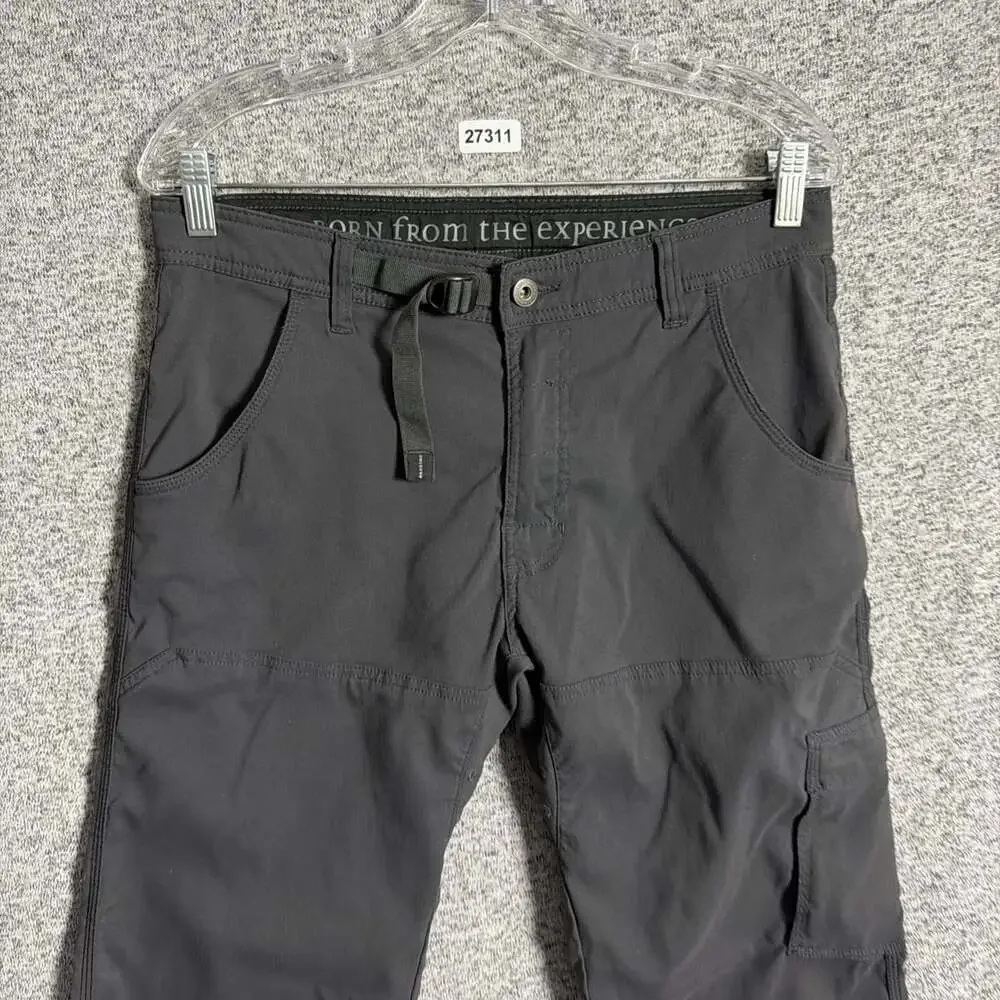 Prana Men's Size 32/32 Gray Nylon Straight Leg Zion Belted Outerwear Pants